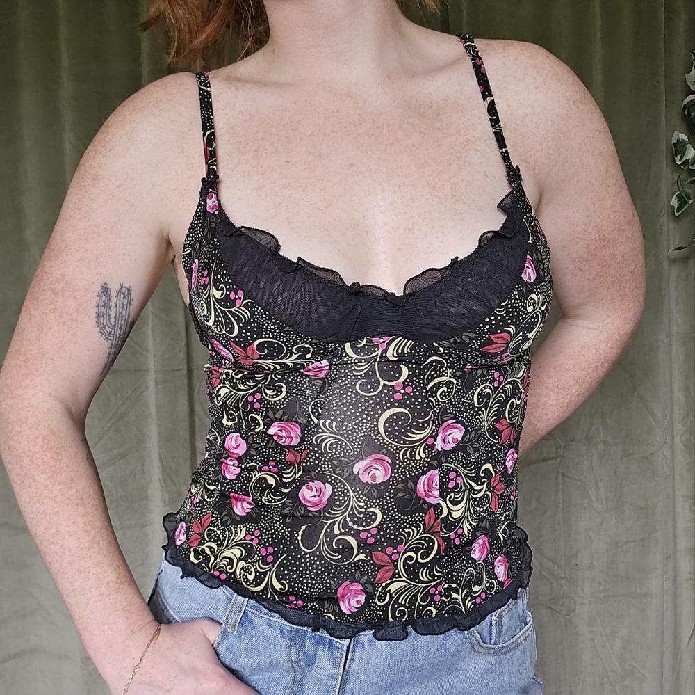 Floral Embroidered Sleeveless Sexy Corset Top - y2k
